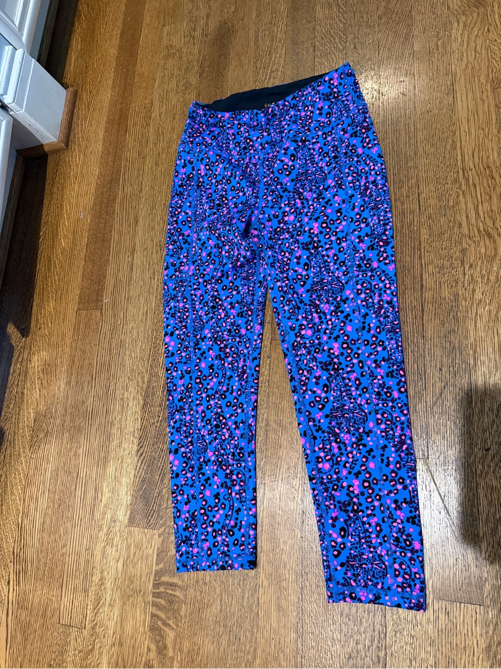Lilly Pulitzer Bright Blue & Pink Leopard Print Kids Leggings
